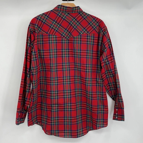 Ely Cattleman‎ Vintage Pearl Snap Western Shirt Mens Size XL Red Green Plaid - Picture 11 of 14